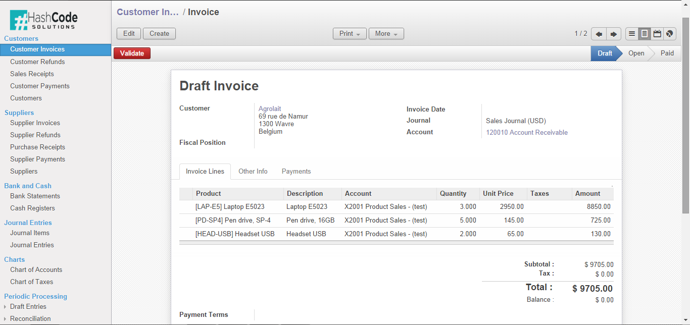 Invoices in Odoo