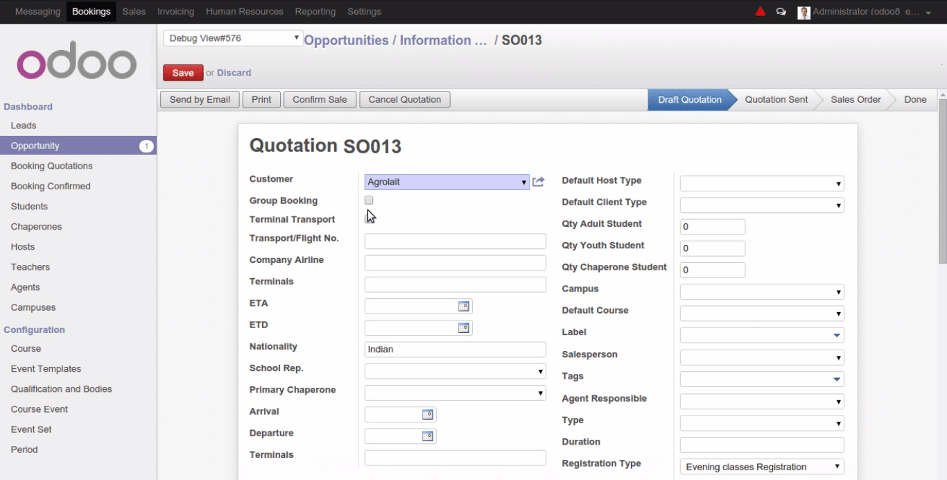 Quotation in Odoo